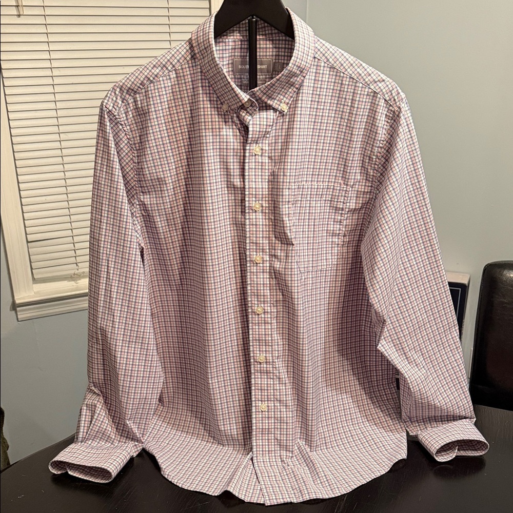 The Southern Shirt Company Pink Blue and White Plaid Men's Shirt